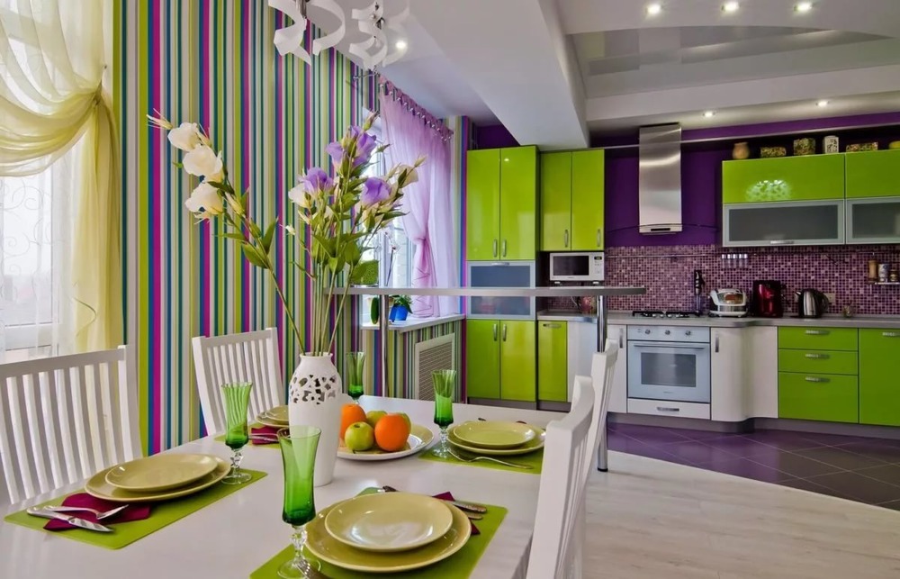 Дизайн-проект кухни в зеленом цвете. Фотопримеры и главные принципы использования цвета